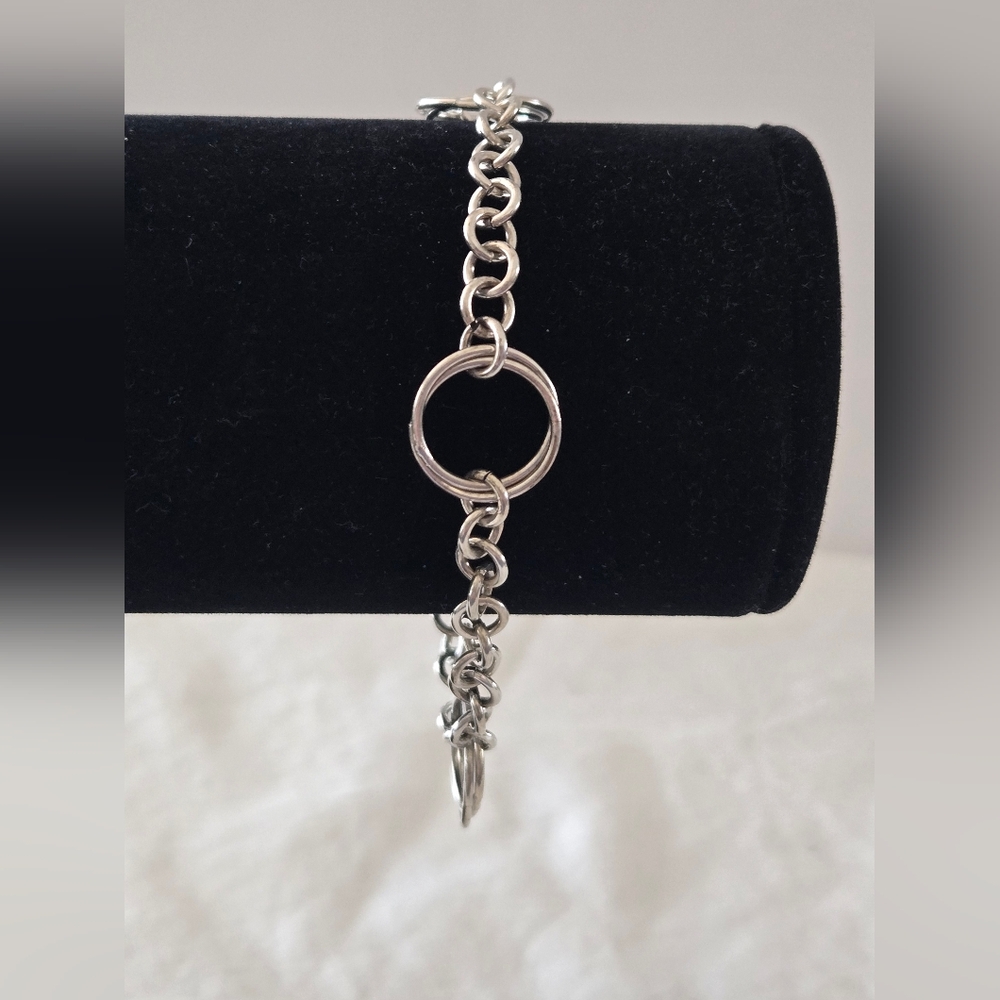 Classic Vintage Sterling Silver Ring Chain Bracelet